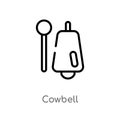 outline cowbell vector icon. isolated black simple line element illustration from music and multimedia concept. editable vector