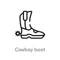 outline cowboy boot vector icon. isolated black simple line element illustration from desert concept. editable vector stroke Royalty Free Stock Photo