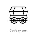 outline cowboy cart vector icon. isolated black simple line element illustration from desert concept. editable vector stroke