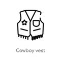 outline cowboy vest vector icon. isolated black simple line element illustration from desert concept. editable vector stroke Royalty Free Stock Photo