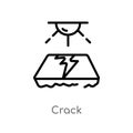 outline crack vector icon. isolated black simple line element illustration from desert concept. editable vector stroke crack icon