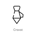 outline cravat vector icon. isolated black simple line element illustration from clothes concept. editable vector stroke cravat Royalty Free Stock Photo