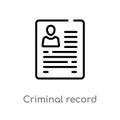 outline criminal record vector icon. isolated black simple line element illustration from law and justice concept. editable vector