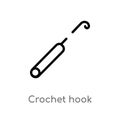 outline crochet hook vector icon. isolated black simple line element illustration from sew concept. editable vector stroke crochet Royalty Free Stock Photo