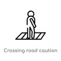 outline crossing road caution vector icon. isolated black simple line element illustration from maps and flags concept. editable