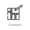outline crossword vector icon. isolated black simple line element illustration from free time concept. editable vector stroke Royalty Free Stock Photo