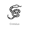 outline crotalus vector icon. isolated black simple line element illustration from desert concept. editable vector stroke crotalus Royalty Free Stock Photo