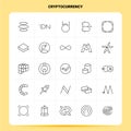 OutLine 25 Cryptocurrency Icon set. Vector Line Style Design Black Icons Set. Linear pictogram pack. Web and Mobile Business ideas Royalty Free Stock Photo