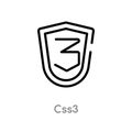 outline css3 vector icon. isolated black simple line element illustration from technology concept. editable vector stroke css3