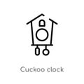 outline cuckoo clock vector icon. isolated black simple line element illustration from furniture & household concept. editable Royalty Free Stock Photo