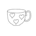 Outline cup of hot drink coffee or tea simple vector illustration of kitchenware china crockery Royalty Free Stock Photo