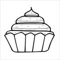 Outline Cupcake on white background for coloring