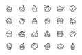 Outline cupcakes icon set - vector