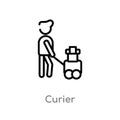 outline curier vector icon. isolated black simple line element illustration from people concept. editable vector stroke curier