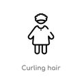 outline curling hair vector icon. isolated black simple line element illustration from people concept. editable vector stroke