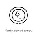 outline curly dotted arrow vector icon. isolated black simple line element illustration from user interface concept. editable