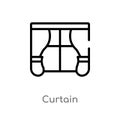 outline curtain vector icon. isolated black simple line element illustration from furniture concept. editable vector stroke