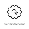 outline curved downward arrow vector icon. isolated black simple line element illustration from user interface concept. editable