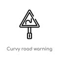 outline curvy road warning vector icon. isolated black simple line element illustration from user interface concept. editable