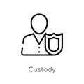 outline custody vector icon. isolated black simple line element illustration from law and justice concept. editable vector stroke Royalty Free Stock Photo