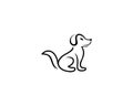 Outline Cute Dog Logo Design