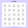 OutLine 25 CV Resume Icon set. Vector Line Style Design Black Icons Set. Linear pictogram pack. Web and Mobile Business ideas Royalty Free Stock Photo