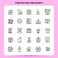 OutLine 25 Cyber Spot And Cyber Security Icon set. Vector Line Style Design Black Icons Set. Linear pictogram pack. Web and Mobile Royalty Free Stock Photo