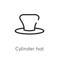 outline cylinder hat vector icon. isolated black simple line element illustration from fashion concept. editable vector stroke Royalty Free Stock Photo