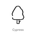 outline cypress vector icon. isolated black simple line element illustration from nature concept. editable vector stroke cypress Royalty Free Stock Photo