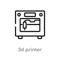 outline 3d printer vector icon. isolated black simple line element illustration from future technology concept. editable vector