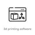 outline 3d printing software vector icon. isolated black simple line element illustration from technology concept. editable vector