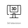 outline 3d television vector icon. isolated black simple line element illustration from cinema concept. editable vector stroke 3d Royalty Free Stock Photo