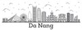 Outline Da Nang Vietnam City Skyline with Historic Buildings Iso