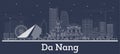 Outline Da Nang Vietnam City Skyline with White Buildings