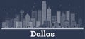 Outline Dallas Texas City Skyline with White Buildings Royalty Free Stock Photo