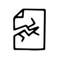 damaged file line vector doodle simple icon