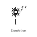 outline dandelion vector icon. isolated black simple line element illustration from nature concept. editable vector stroke Royalty Free Stock Photo