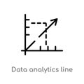 outline data analytics line graphic vector icon. isolated black simple line element illustration from seo and web concept.