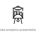 outline data analytics presentation screen vector icon. isolated black simple line element illustration from business concept.