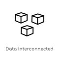 outline data interconnected vector icon. isolated black simple line element illustration from user interface concept. editable