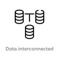outline data interconnected vector icon. isolated black simple line element illustration from user interface concept. editable