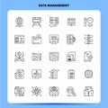 OutLine 25 Data Management Icon set. Vector Line Style Design Black Icons Set. Linear pictogram pack. Web and Mobile Business Royalty Free Stock Photo