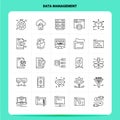 OutLine 25 Data Management Icon set. Vector Line Style Design Black Icons Set. Linear pictogram pack. Web and Mobile Business Royalty Free Stock Photo