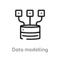 outline data modelling vector icon. isolated black simple line element illustration from technology concept. editable vector
