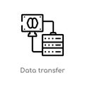 outline data transfer vector icon. isolated black simple line element illustration from artificial intelligence concept. editable