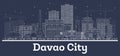 Outline Davao City Philippines Skyline with White Buildings