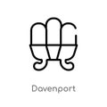 outline davenport vector icon. isolated black simple line element illustration from furniture and household concept. editable