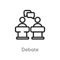 outline debate vector icon. isolated black simple line element illustration from political concept. editable vector stroke debate