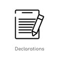 outline declarations vector icon. isolated black simple line element illustration from technology concept. editable vector stroke