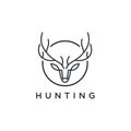 Outline deer line art logo vector icon - Vector